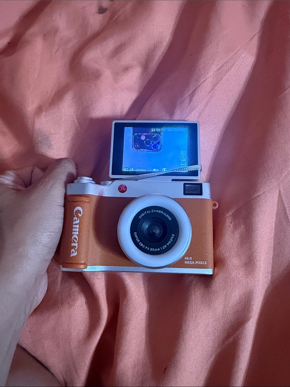 Orange Digital Camera with Flip Screen - Compact Photo & Video